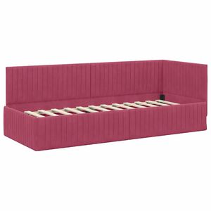 vidaXL Corner Bed Frame with Headboard Wine Red 80 cm x 200 cm Velvet
