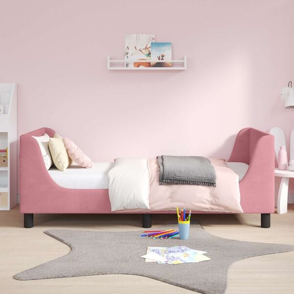 vidaXL Children's Bed Frame with Headboard Pink 80 x 160 cm Velvet