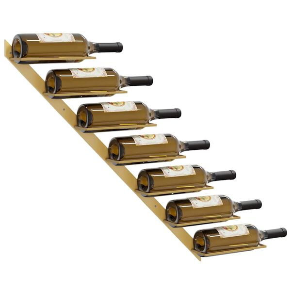 vidaXL Wall-mounted Wine Rack for 7 Bottles Gold Metal