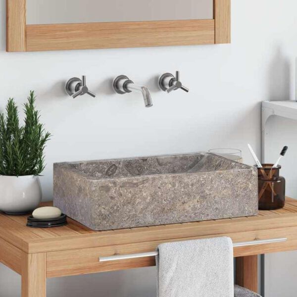 vidaXL Sink 45x30x12 cm Marble High Gloss Grey