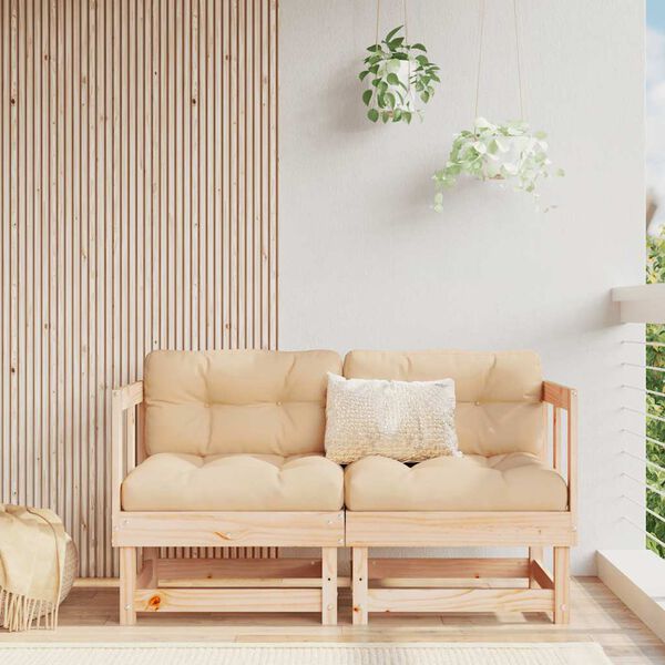 vidaXL Corner Sofas with Cushions 2 pcs Solid Wood Pine