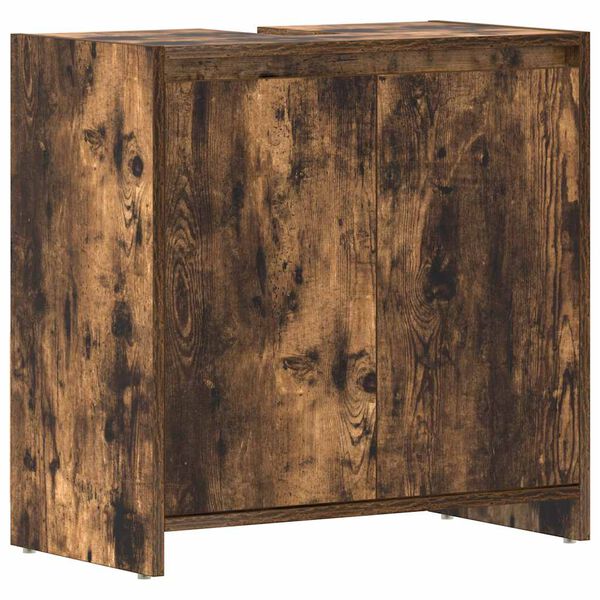 vidaXL Bathroom Cabinet Smoked Oak 60x33x61 cm Engineered Wood