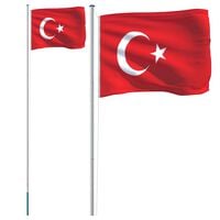 vidaXL Turkey Flag and Pole 6.23 m Aluminium