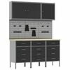 vidaXL Work Cabinet with Drawer 8 pcs Black Engineered Wood and Steel