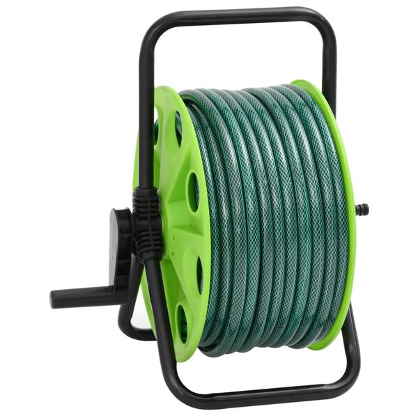 vidaXL Free Standing Green Hose Reel with 30 m Hose PVC
