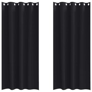 vidaXL Blackout Curtains with Rings 2 pcs Black 260 x 140 cm Polyester