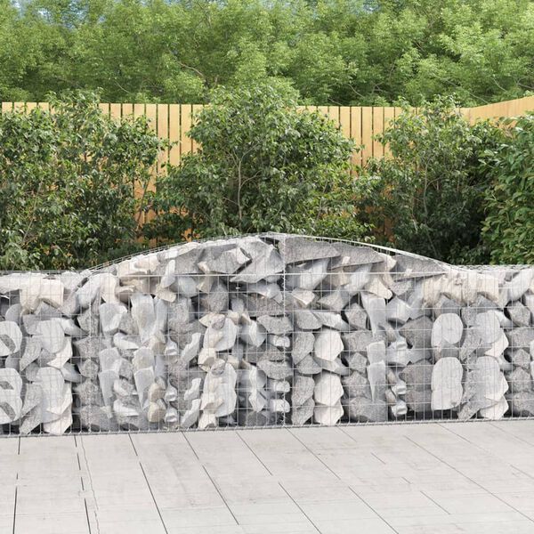 vidaXL Arched Gabion Baskets 7 pcs 400x50x80/100 cm Galvanised Iron