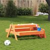 vidaXL Picnic Table with Sandpit for Kids Wax Brown Solid Wood Pine