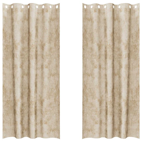 vidaXL Velvet Curtains with Curtains 2 pcs Cream 260 x 140 cm Velvet