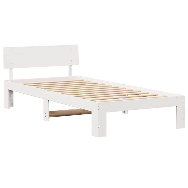 vidaXL Bed Frame with Headboard White 80 x 200 cm Solid Pine Wood