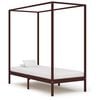 vidaXL Canopy Bed Frame without Mattress Dark Brown Solid Wood 100x200cm