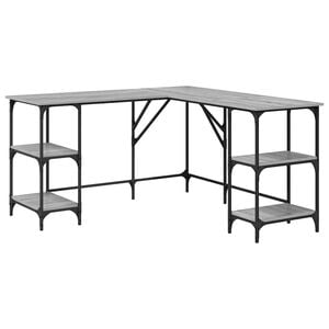 vidaXL Desk Grey Sonoma 139x139x75 cm Engineered Wood
