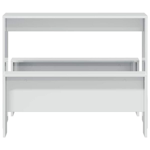 vidaXL 3 Piece Dining Table and Bench set High Gloss White Engineered Wood