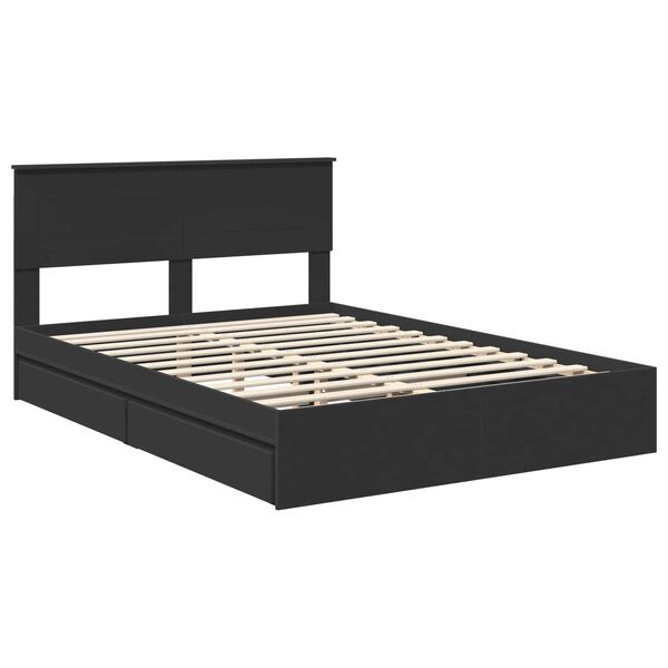 vidaXL Storage Bed with Headboard Black 140 x 190 cm Engineered Wood