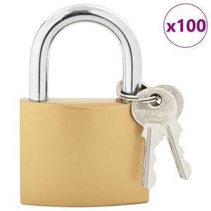 vidaXL U Lock with Keys 100 pcs Brass Iron