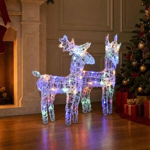 vidaXL Christmas Reindeers 2 pcs Multicolour 80 LEDs Acrylic