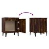 vidaXL Bed Cabinet with Metal Legs Smoked Oak 40x30x50 cm