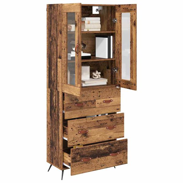vidaXL Highboard Cabinet with Shelf 2 pcs Old Wood Engineered Wood