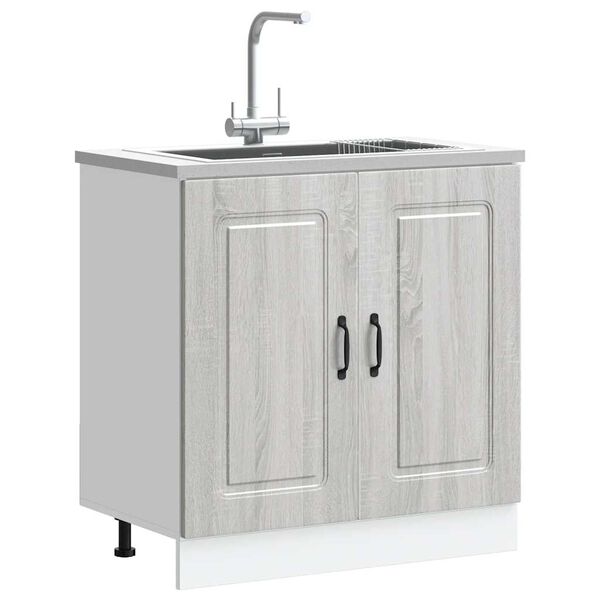 vidaXL Sink Base Cabinet Kalmar Grey Sonoma 80x46x81.5 cm Engineered Wood