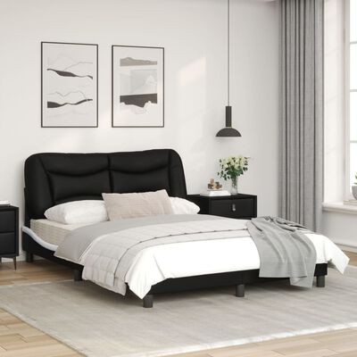 vidaXL Bed Frame with LED Lights Black and White 120x200 cm Faux Leather