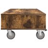 vidaXL Side Table with Wheels Smoked Oak 90 x 50 x 30 cm