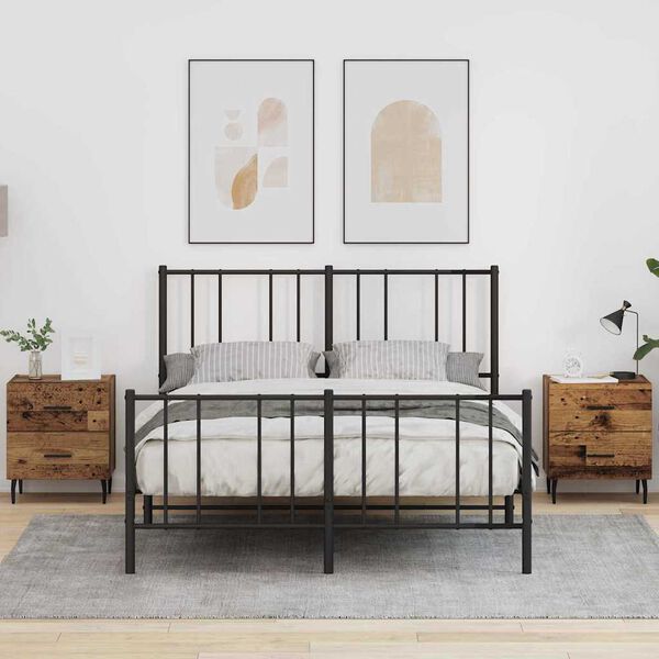 vidaXL Bedside Cabinet with Drawer 2 pcs Old Wood 40 x 35 x 47.5 cm