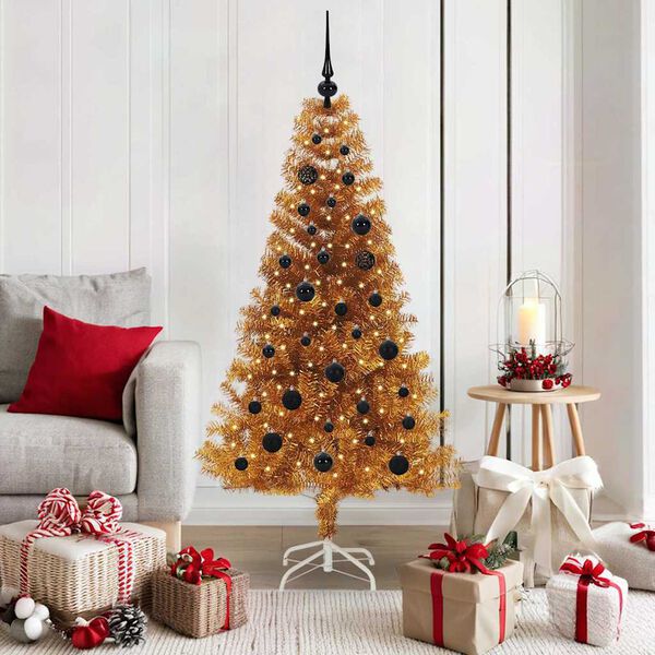 vidaXL Christmas Tree with 150 LEDs with Stand Gold 150 cm PET