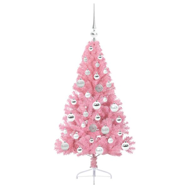 vidaXL Artificial Pre-lit Christmas Tree with 150 LEDs Pink 120 cm PVC