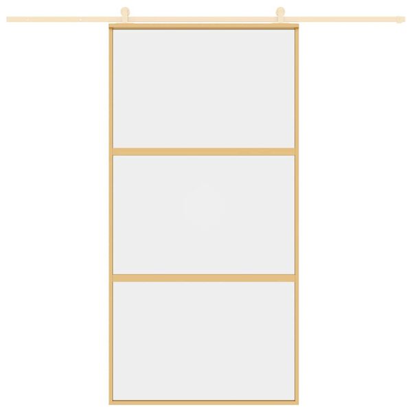 vidaXL Sliding Door Gold 102.5x205 cm Clear ESG Glass and Aluminium