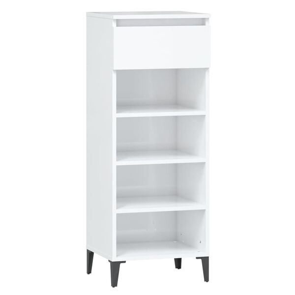 vidaXL Shoe Rack High Gloss White 40x36x105 cm Engineered Wood