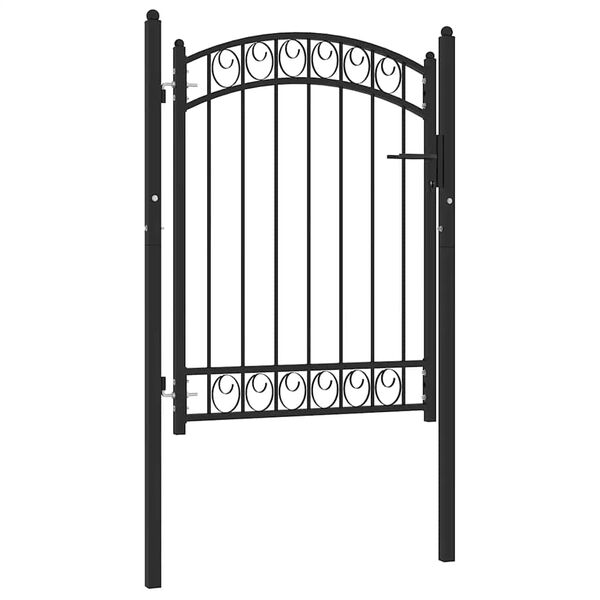 vidaXL Fence Gate Emmen with Arched Top Steel 100x98.5 cm Black