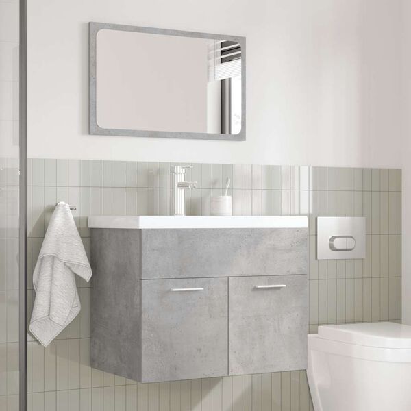 vidaXL 3 Piece Bathroom Furniture Set Concrete Grey Engineered Wood