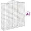 vidaXL Arched Gabion Baskets 3 pcs 200x50x200/220 cm Galvanised Iron