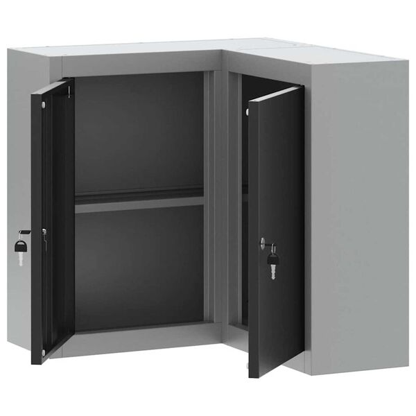 vidaXL Tool Cabinet Black and grey 55 x 55 x 55 cm Powder-coated steel
