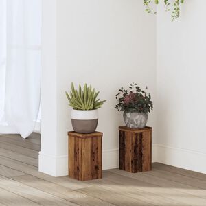 vidaXL Plant Stand 2 pcs Old Wood 10 x 10 x 18 cm Engineered Wood