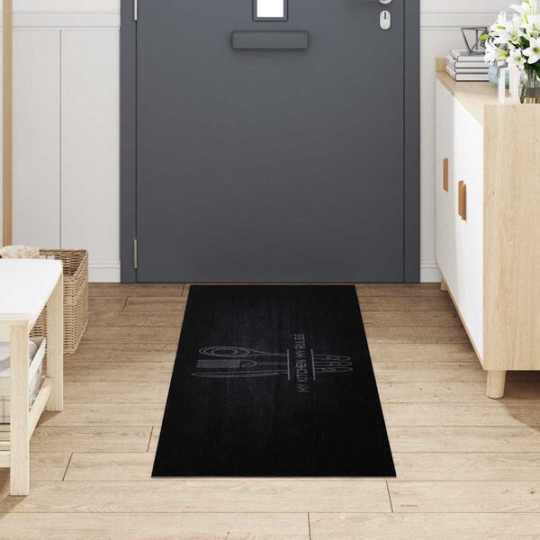 vidaXL Kitchen Rug Cutlery Black 180 x 60 cm Velvet