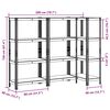 vidaXL 4-Layer Storage Shelves 3 pcs Silver Steel&Engineered Wood