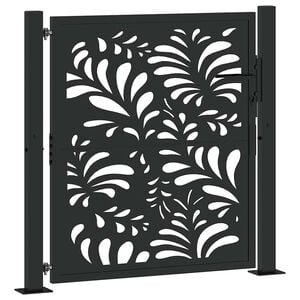 vidaXL Garden Gate Black 100x100 cm Steel Wave Design
