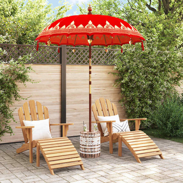 vidaXL Balinese Parasol Red 180-190 cm Cotton and solid wood