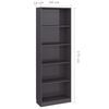 vidaXL 5-Tier Book Cabinet High Gloss Grey 60x24x175 cm Engineered Wood
