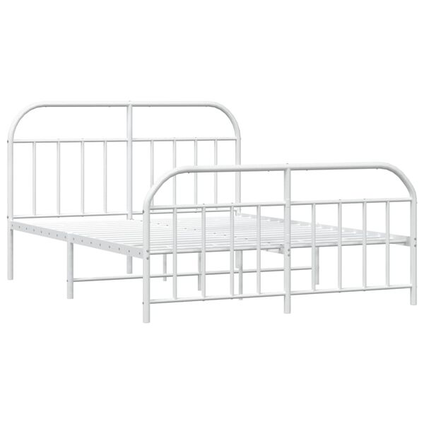 vidaXL Metal Bed Frame without Mattress with Footboard White 160x200cm