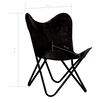 vidaXL Butterfly Chairs 2 pcs Black Kids Size Real Leather