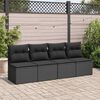 vidaXL 2 Piece Garden Sofa Set with Cushions Black Poly Rattan Acacia