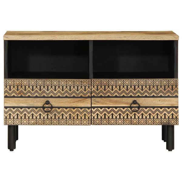 vidaXL TV Cabinet Black 70x33.5x46 cm Solid Rough Wood Mango