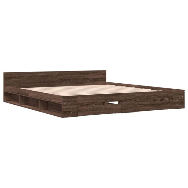 vidaXL Bed Frame with Drawers without Mattress Brown Oak 180x200 cm Super King