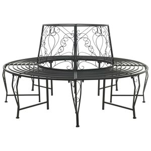 vidaXL Tree Bench 8-Seater &Oslash; 160 x 89 cm Steel Black Round
