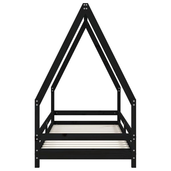 vidaXL Kids Bed Frame Black 90x200 cm Solid Wood Pine