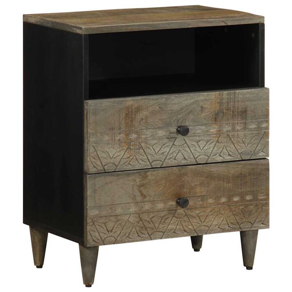 vidaXL Bedside Cabinet Light Grey 50x33x60 cm Solid Wood Mango