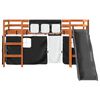 vidaXL Kids' Loft Bed with Curtains White&Black 80x200 cm Solid Wood Pine