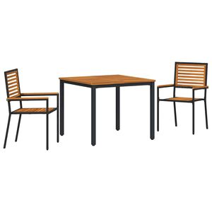 vidaXL Garden Dining Set 3 pcs Black and Brown Poly Rattan